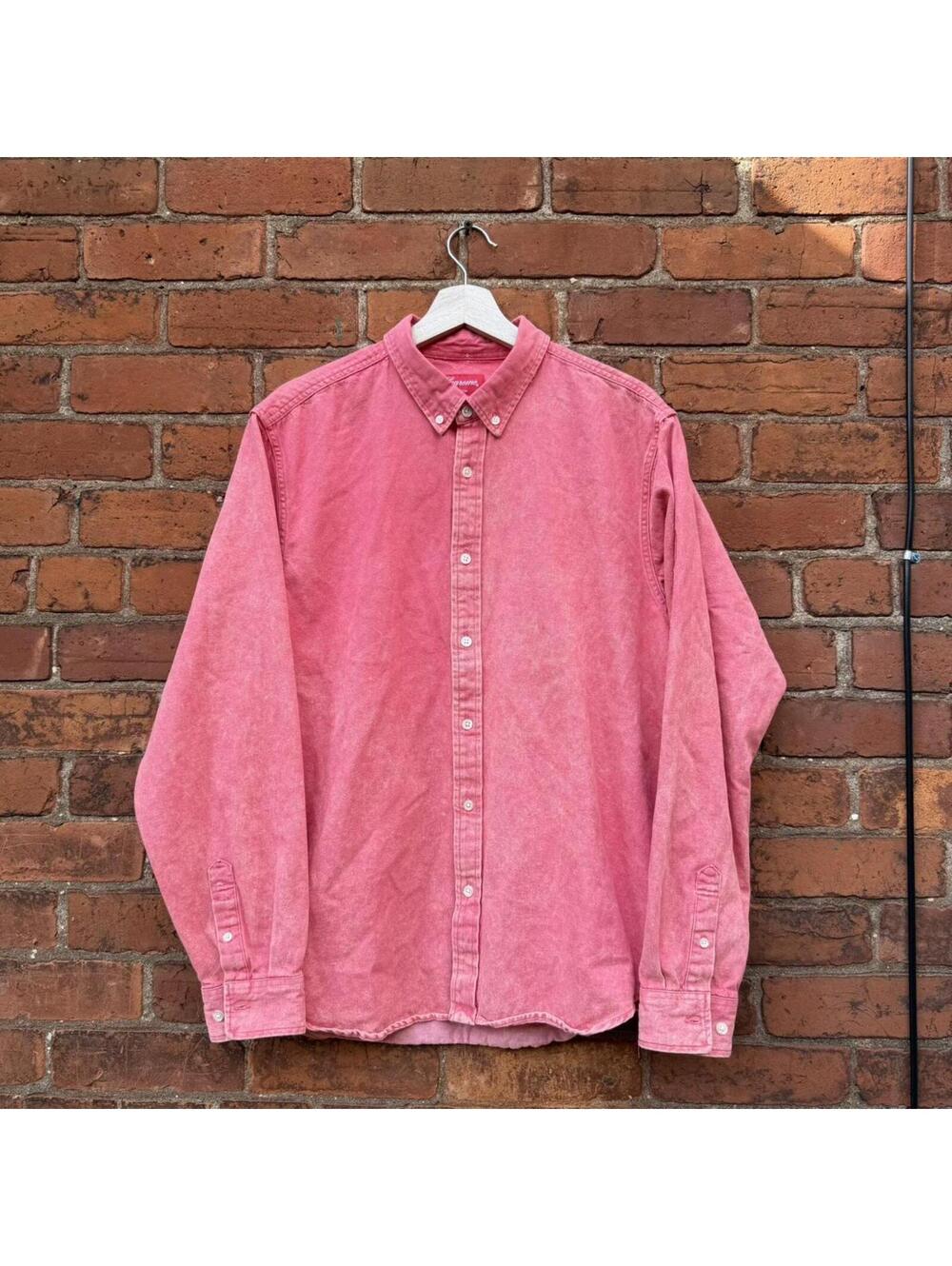 supreme New York embossed long sleeve button up shirt 2018 L